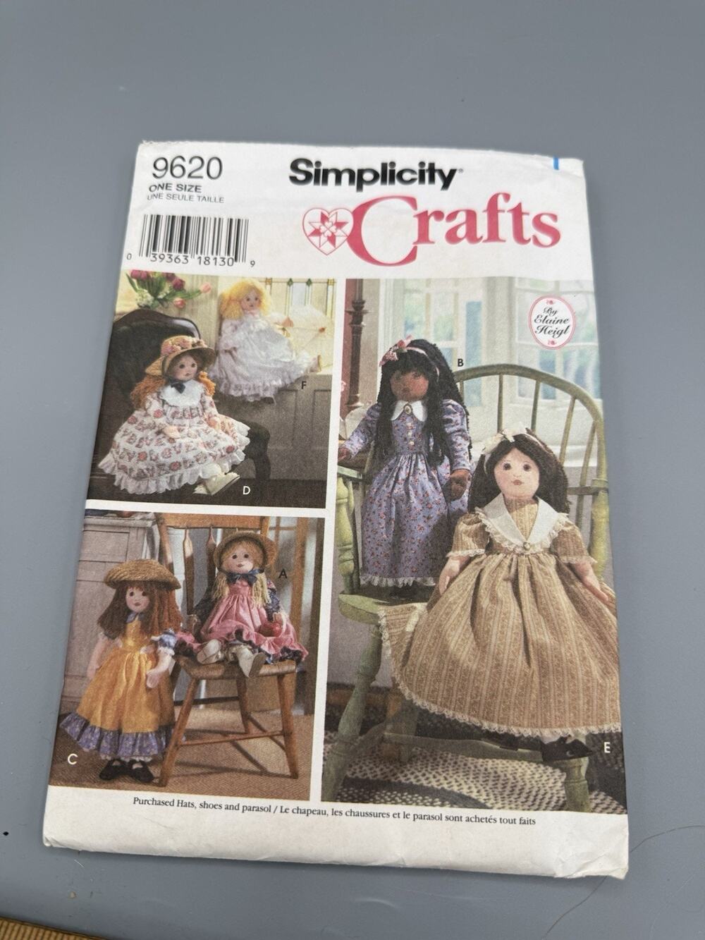 Vintage 1989 Simplicity 9620 Doll Clothes Sewing Pattern Elaine Heigl UNCUT